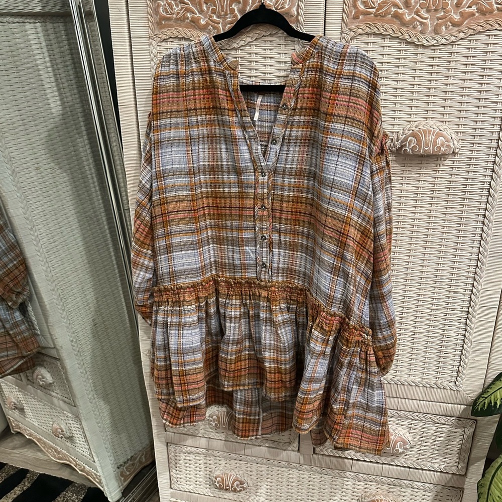 Free People Plaid Button-Down Dress